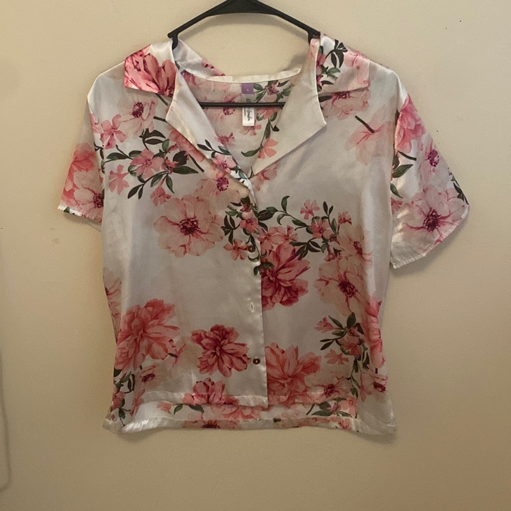Polyester Pajama Flower Print Shirt